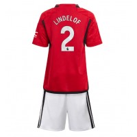 Manchester United Victor Lindelof #2 Domáci Detský futbalový dres 2023-24 Krátky Rukáv (+ trenírky)